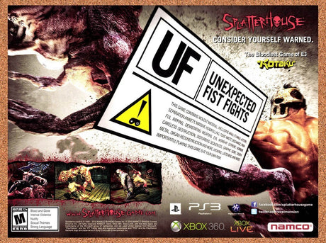 2010 Splatterhouse Xbox 360 Original Advertisement / Retro Wall Art v1