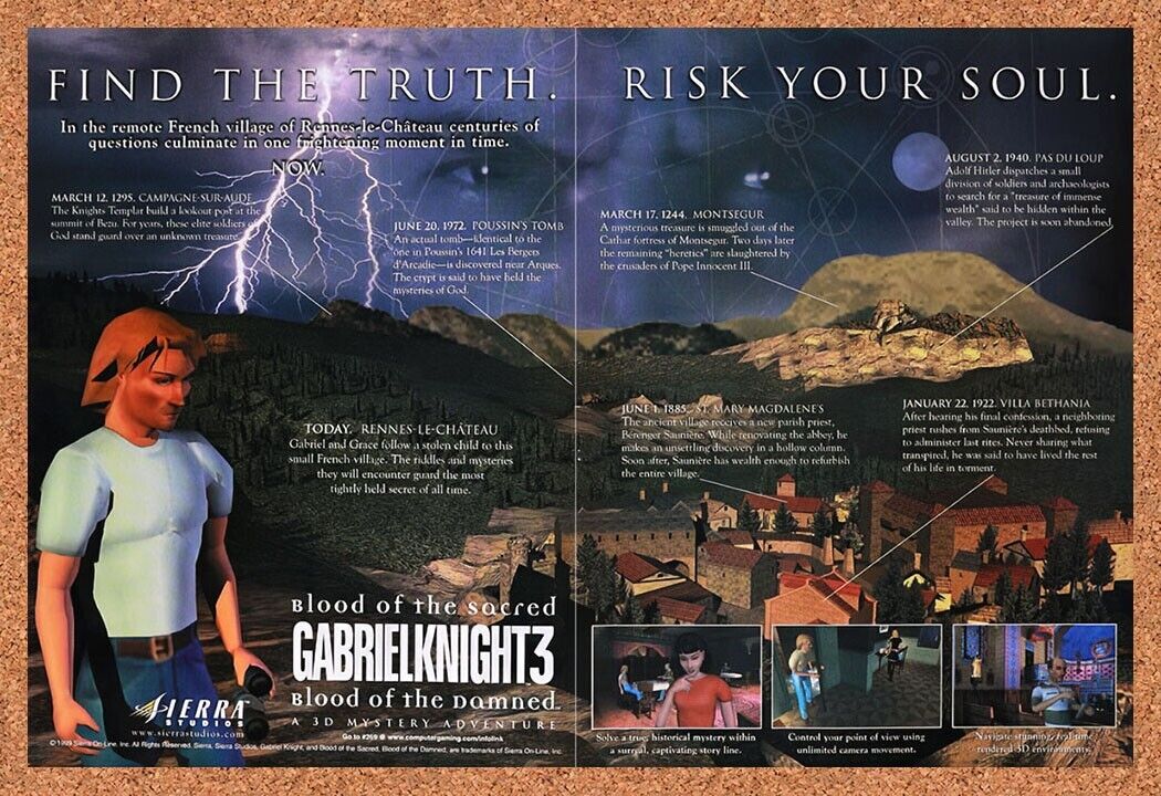 1999 Gabriel Knight 3 Blood Of The Damned PC Original Advertisement / Retro Wal
