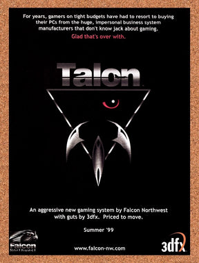 1999 Falcon Northwest Talon 3dfx Original Advertisement / Retro Promo v2