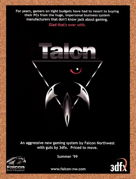 1999 Falcon Northwest Talon 3dfx Original Advertisement / Retro Promo v2