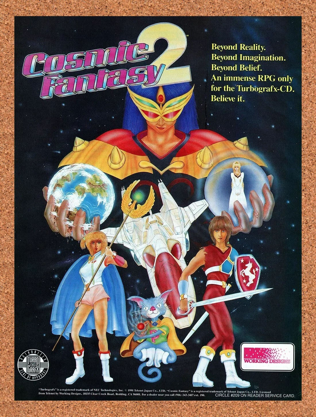 1991 Cosmic Fantasy 2 TurboGrafx-16 Original Advertisement / Retro Promo v1