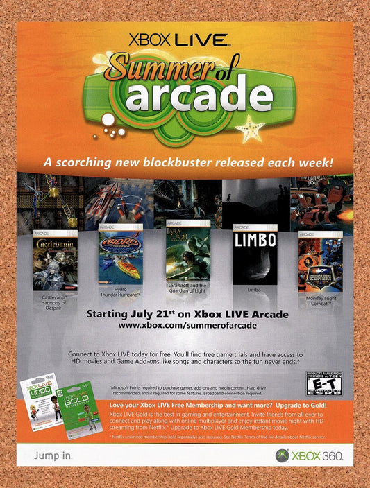 2009 Microsoft Xbox Live Summer Of Arcade Original Ad / Retro Wall Art v6