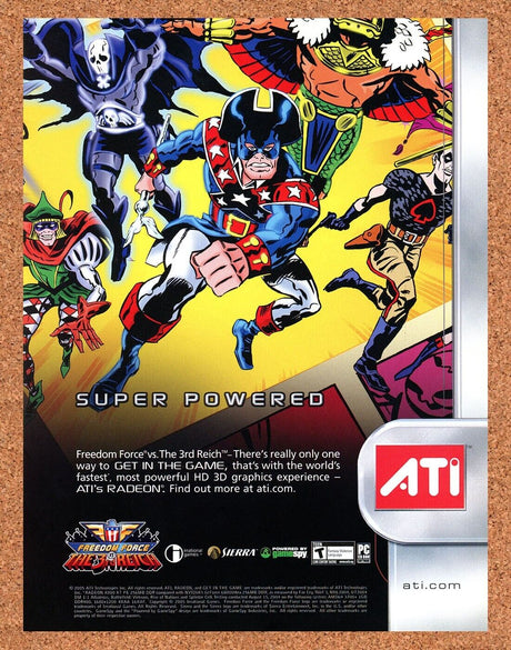Freedom Force 3rd Reich PC Original 2005 Ad Authentic ATI GPU Video Game Promo