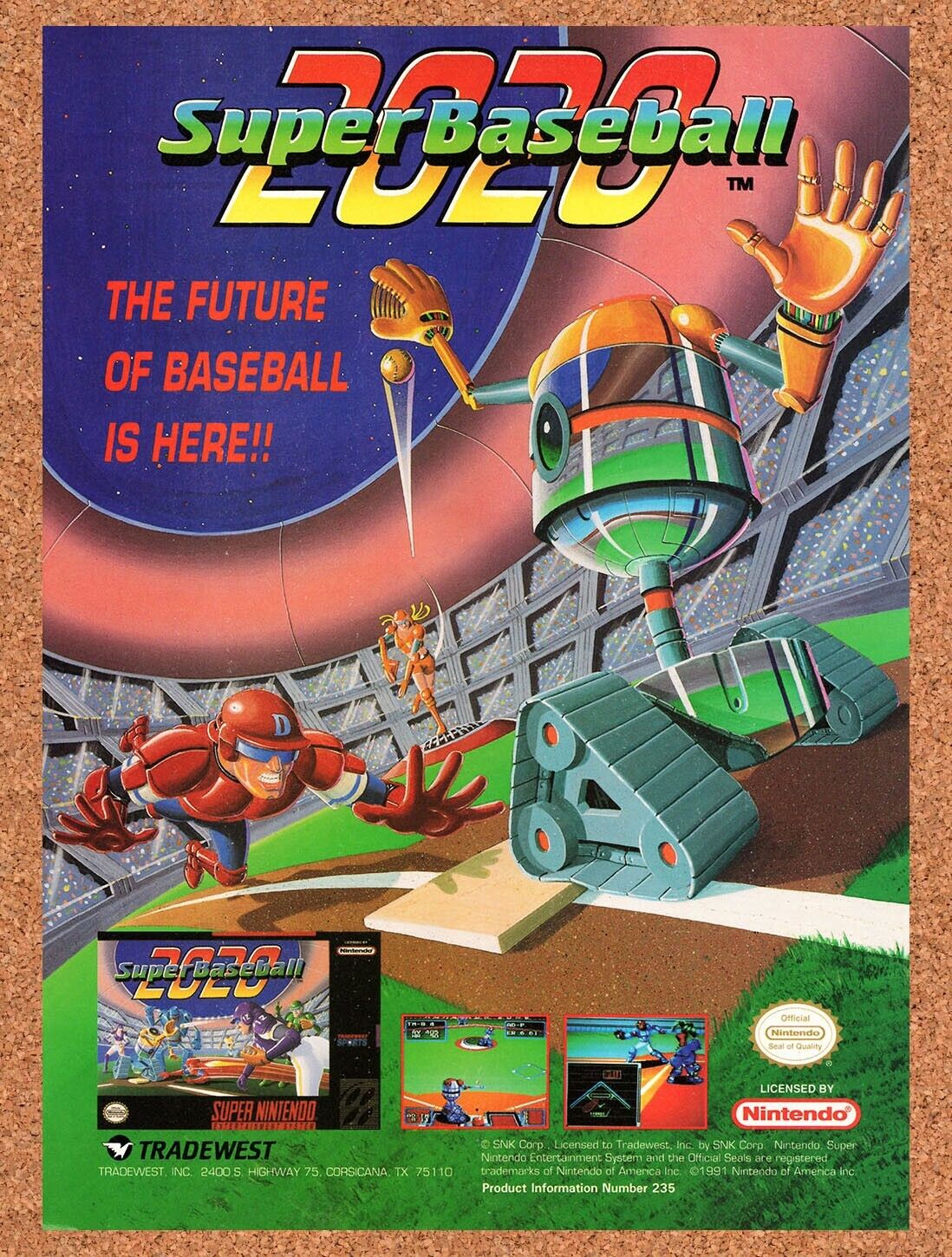 1993 Super Baseball 2021 SNES Original Advertisement / Retro Wall Art v2