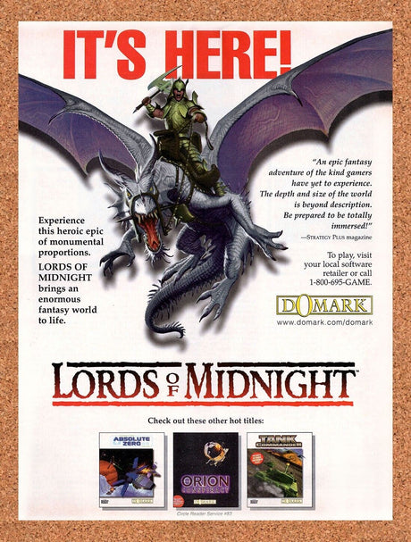 Lords Of Midnight PC Original 1995 Vintage Ad - Video Game Promo