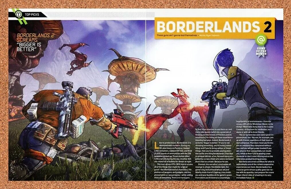 Borderlands 2 Xbox 360 Original 2013 Ad Authentic Video Game Promo