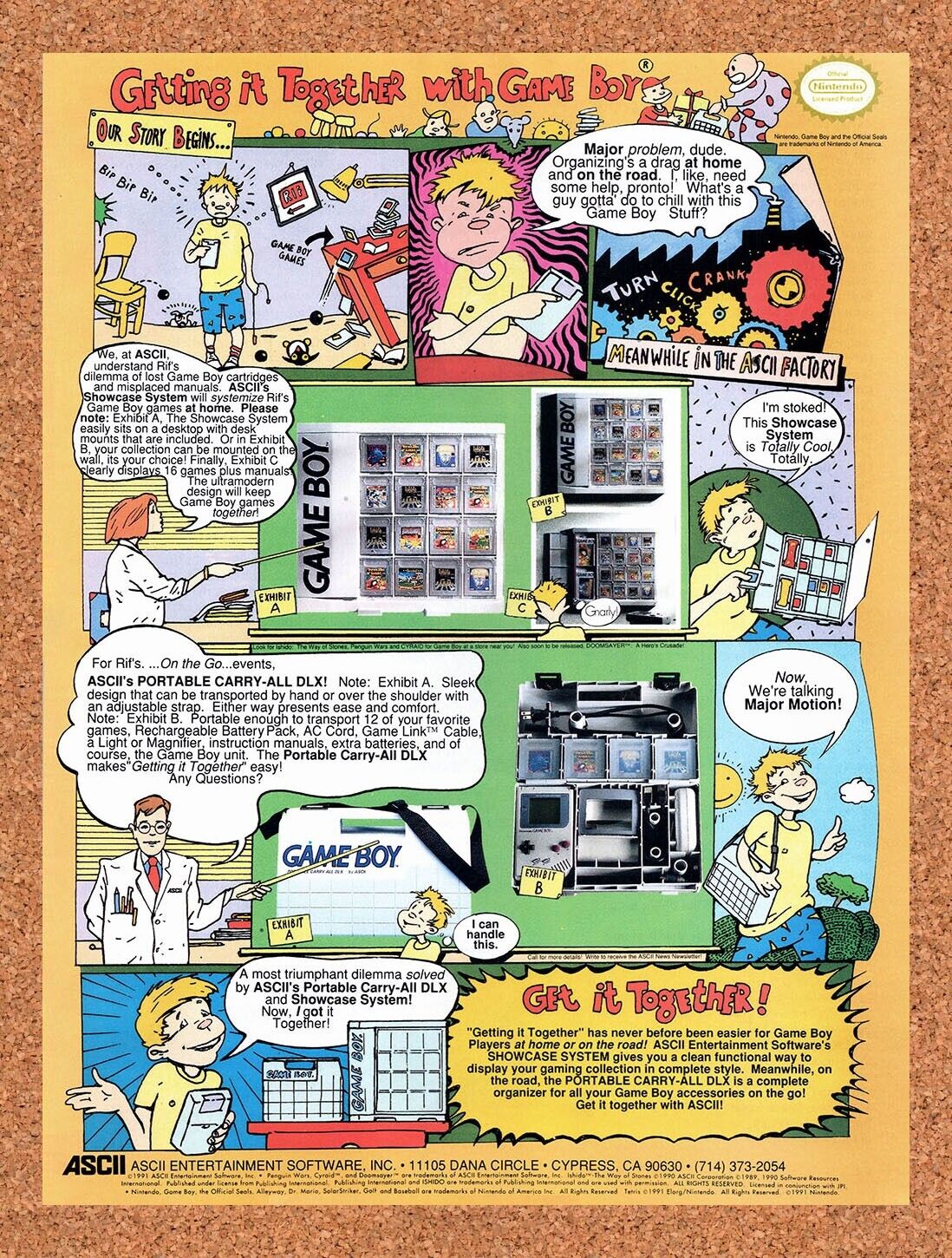 1991 ASCIIWARE Portable Game Boy Carry-All DLC Original Ad / Retro Wall Art v3
