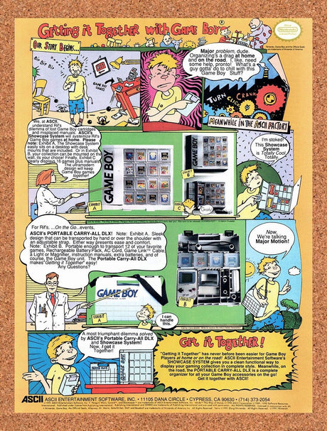 1991 ASCIIWARE Portable Game Boy Carry-All DLC Original Ad / Retro Wall Art v3