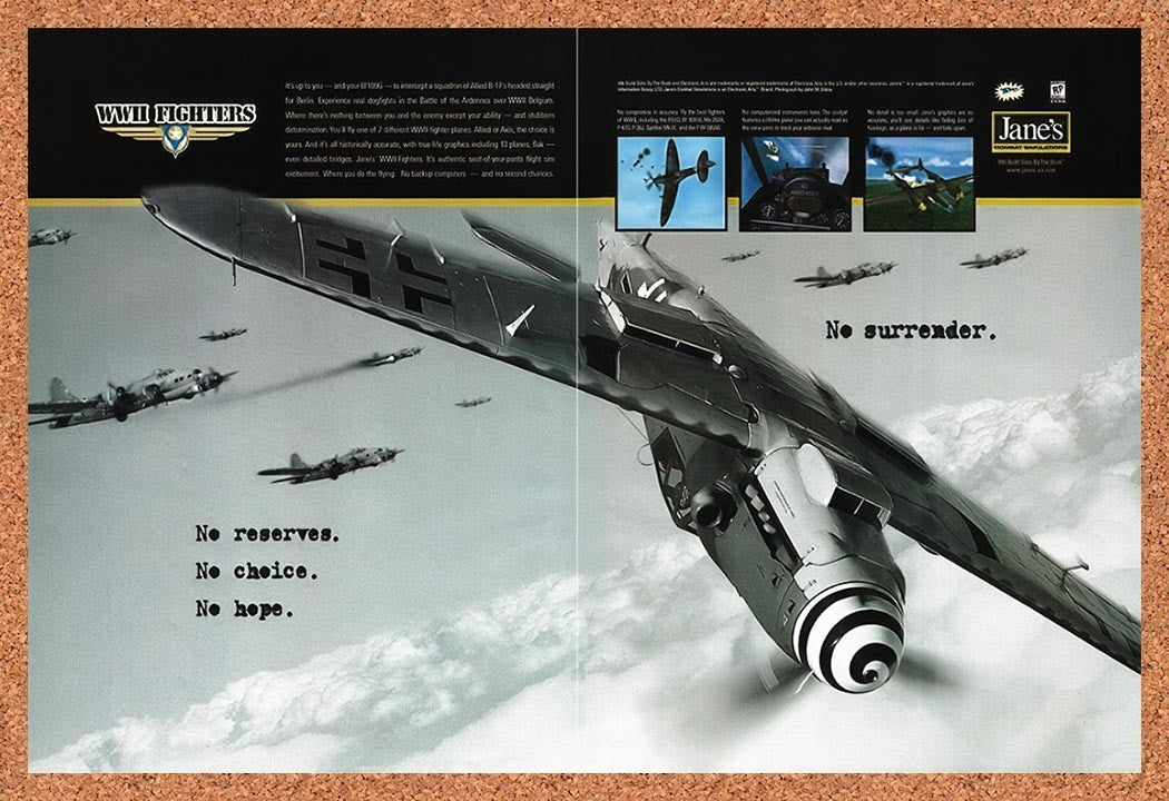 1998 Jane's WWII Fighters PC Original Advertisement / Retro Promo v1