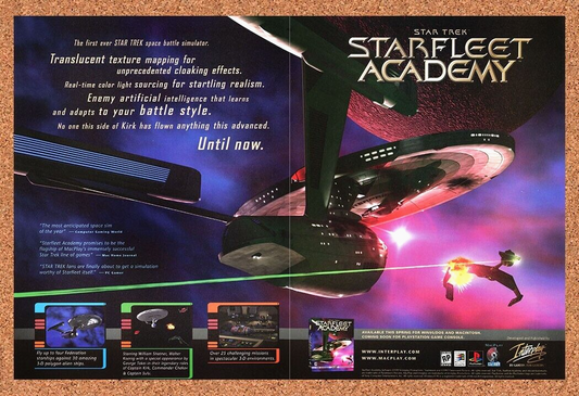 Star Trek Starfleet Academy PC Original 1998 Ad Print Authentic Video Game Promo