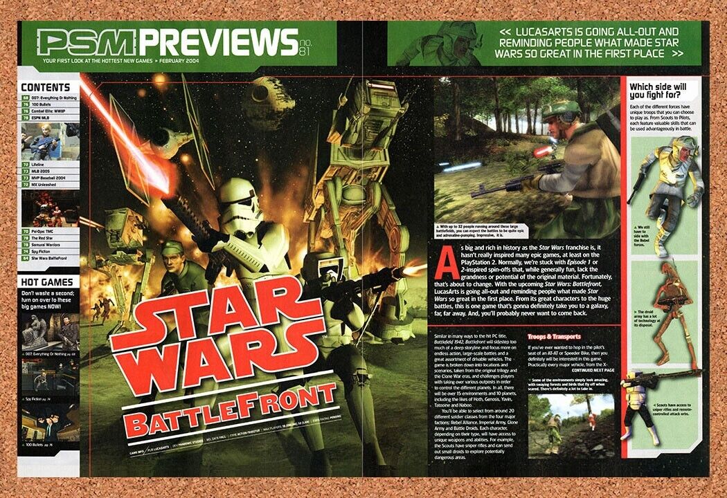 Star Wars Battlefront PS2 Original 2003 Vintage Ad - Video Game Review Promo