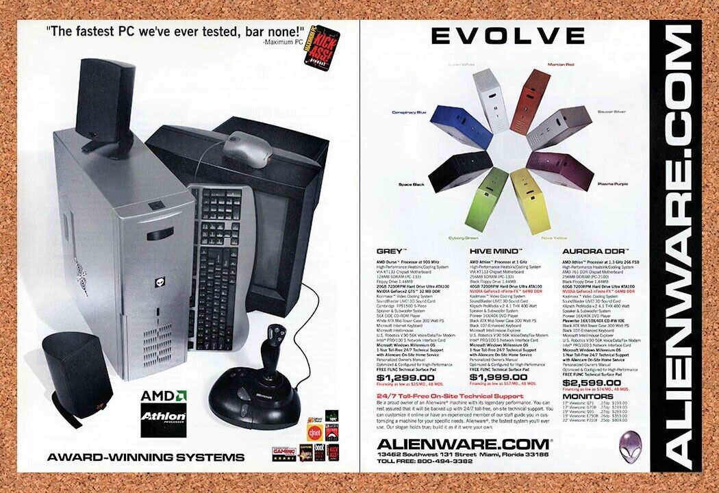 Alienware Original 2002 Ad Authentic Hivemind AMD Gaming PC Retro Tech Promo