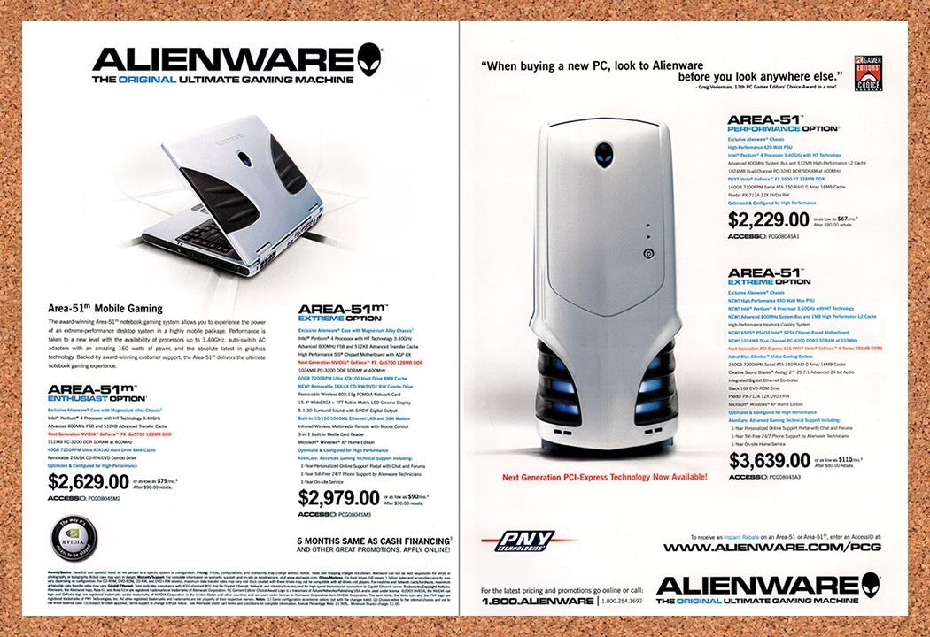 2004 Alienware The Original Ultimate Gaming Area-51m Original Ad / Promo v4