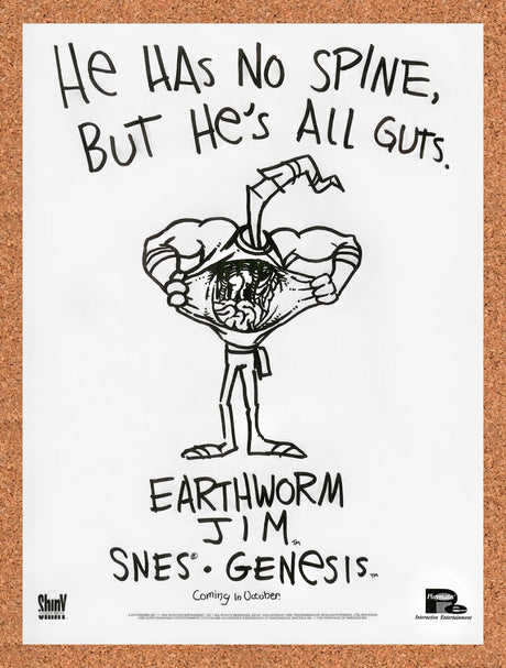 1994 Earthworm Jim Genesis Original Advertisement / Retro Wall Art v11