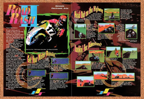 1993 Road Rash II Genesis Original Advertisement / Retro Wall Art v2