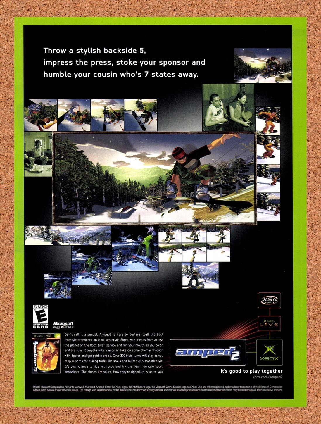2003 Amped 2 Xbox Original Advertisement / Retro Wall Art v1