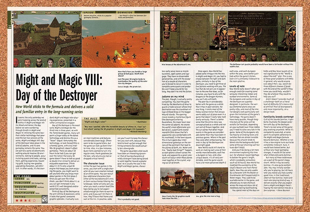 2000 Might And Magic VIII Day Of The Destroyer Early Review Original Ad vr1