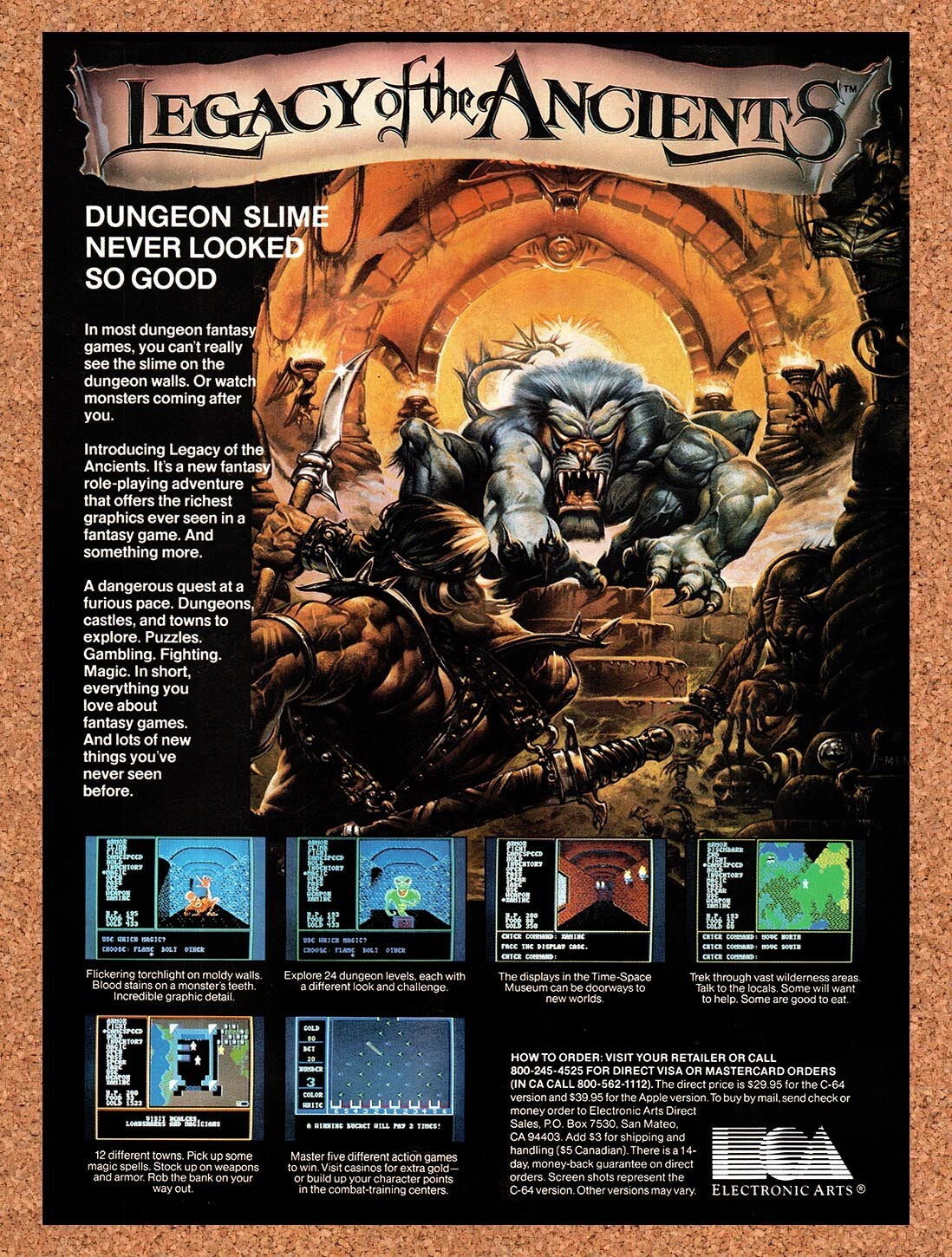 1987 Legacy Of The Ancients Commodore 64 Original Ad / Retro Wall Art v1