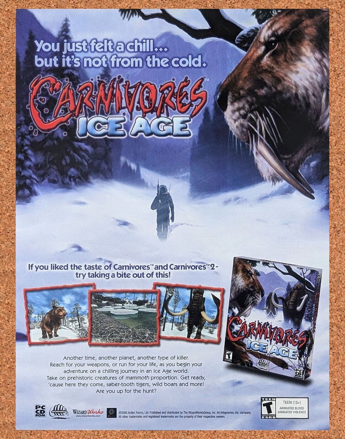 Carnivores Ice Age PC Original 2002 Ad Authentic Historic FPS Video Game Promo