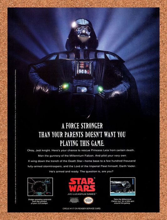 1991 Star Wars NES Original Advertisement / Retro Wall Art v3