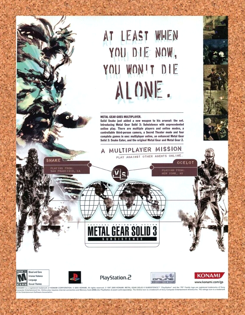 Metal Gear Solid 3 PS2 Subsistence Original 2005 Ad Authentic Game Promo
