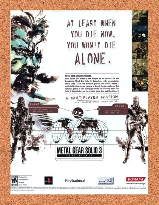 Metal Gear Solid 3 PS2 Subsistence Original 2005 Ad Authentic Game Promo