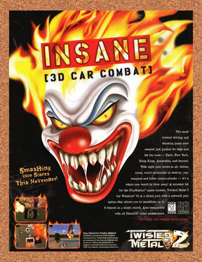 1997 Twisted Metal 2 PC Sweet Tooth Original Advertisement / Retro Promo v1