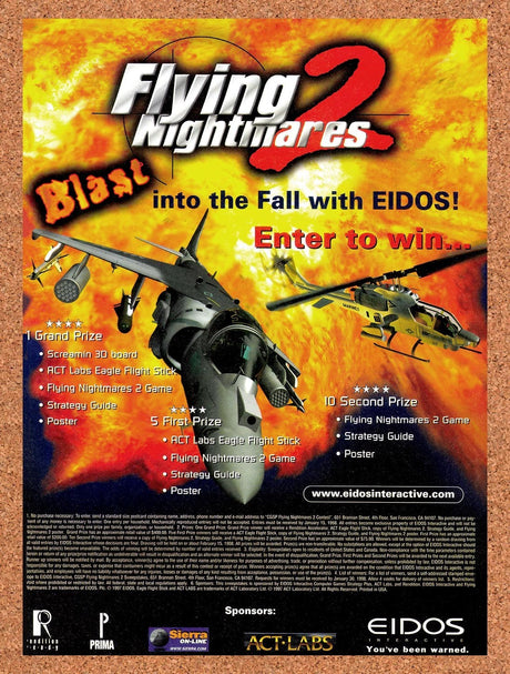 1997 Flying Nightmares 2 PC Original Advertisement / Retro Promo v1
