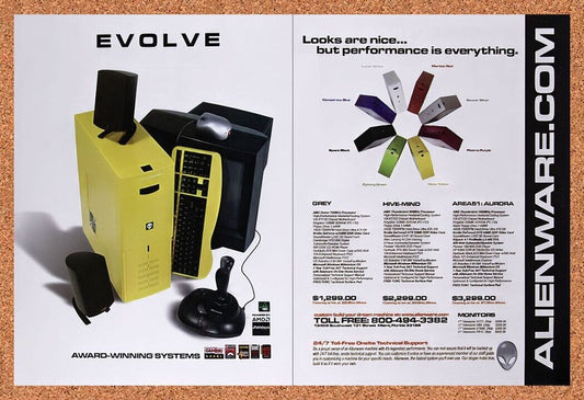 1999 Alienware The Grey Original Advertisement / Retro Wall Art v30
