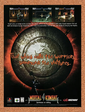 1998 Mortal Kombat 4 PS1 Original Advertisement / Retro Promo v1