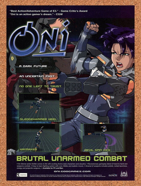 Oni PC Original 2001 Ad Authentic Anime Beat Em Up Shooter Video Game Promo v2