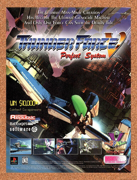 1998 Thunder Force V PS1 Original Advertisement / Retro Wall Art v1