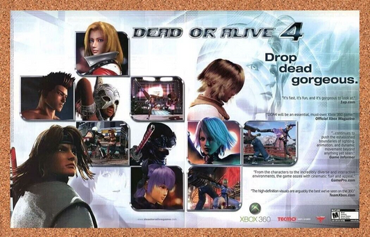 Dead Or Alive 4 Xbox 360 Original 2006 Ad Authentic Tecmo Video Game Promo