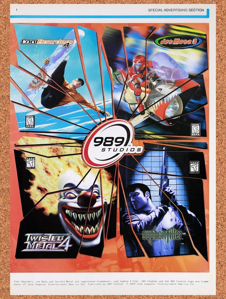 1999 989 Studios PS1 Games Original Advertisement / Retro Wall Art v2
