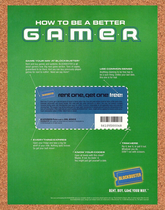 Blockbuster Video Original 2002 Ad Authentic Retro Video Game Rental Promo