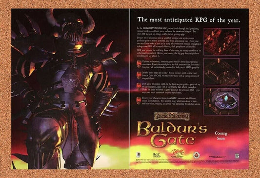 Baldur's Gate PC Original 1999 Ad Authentic Forgotten Realm RPG Video Game Promo