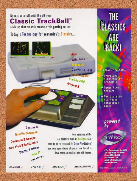 1998 Nyko PS1 Arcade Trackball Controller Original Ad / Retro Wall Art v2