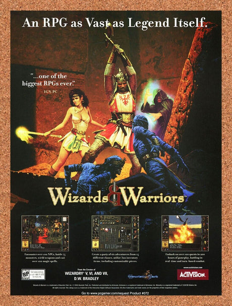 2000 Wizards & Warriors PC Original Advertisement / Retro Wall Art v1