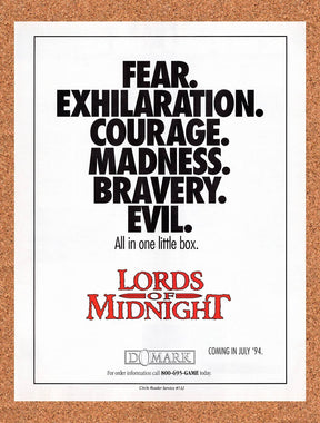 1994 Lords Of Midnight PC Original Advertisement / Retro Wall Art v4