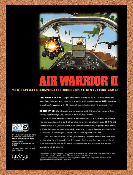 1996 Air Warrior II PC Original Advertisement / Retro Wall Art v1