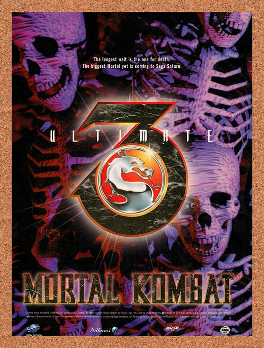 1995 Mortal Kombat 3 Ultimate SNES Original Advertisement / Retro Wall Art v2