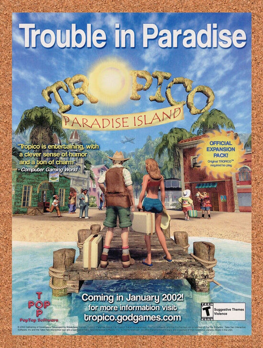 Tropico Paradise Island PC Original 2003 Ad Authentic RTS Video Game Promo