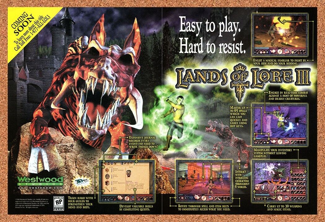 Lands Of Lore III PC Original 2001 Ad Authentic Westwood Video Game Promo v2
