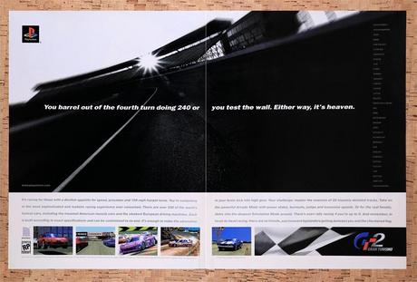 1999 Gran Turismo 2 PS1 Original Advertisement / Retro Wall Art v1