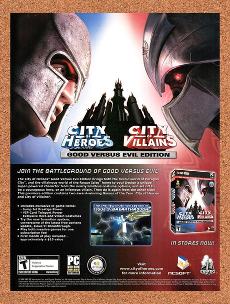 2007 City Of Heroes City Of Villains Good vs Evil Original Ad / Promo v4