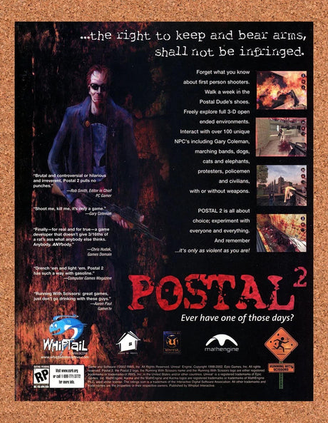 2003 Postal 2 PC Original Advertisement / Retro Promo v1