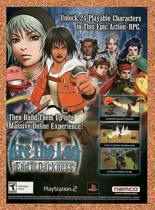 Arc The Lad End Of Darkness PS2 Original 2005 Ad Authentic Game Promo Art