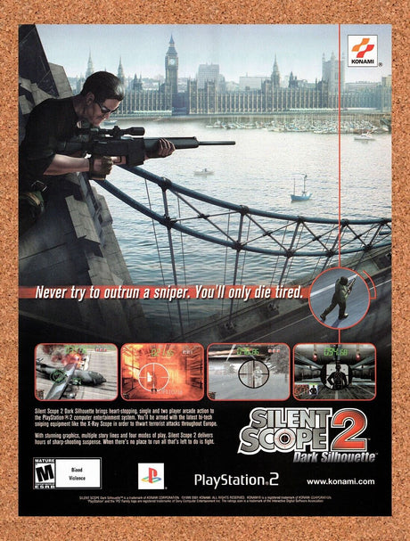 2001 Silent Scope 2 Dark Silhouette PS2 Original Ad / Retro Wall Art v1