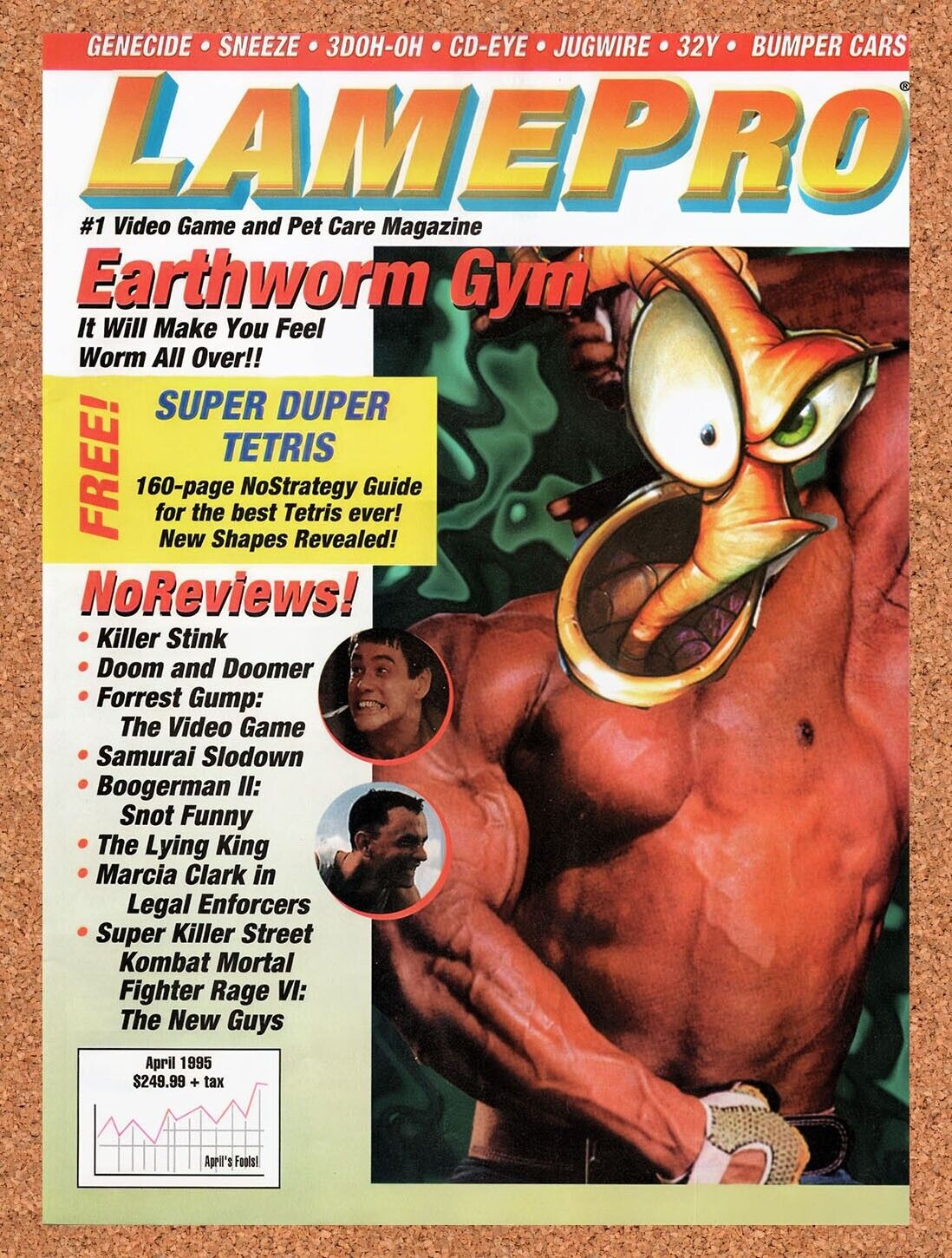 1994 Earthworm Jim Earthworm Gym Lamepro Parody Original Ad / Retro Wall Art v9