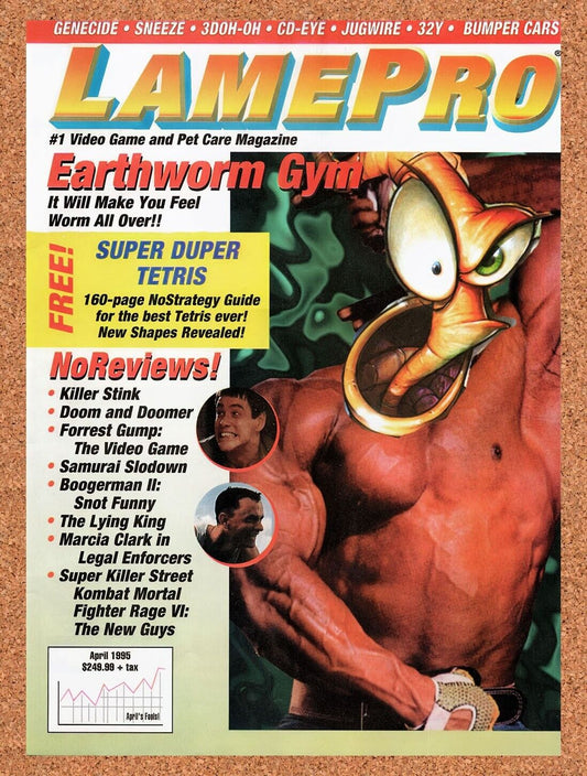 1994 Earthworm Jim Earthworm Gym Lamepro Parody Original Ad / Retro Wall Art v9